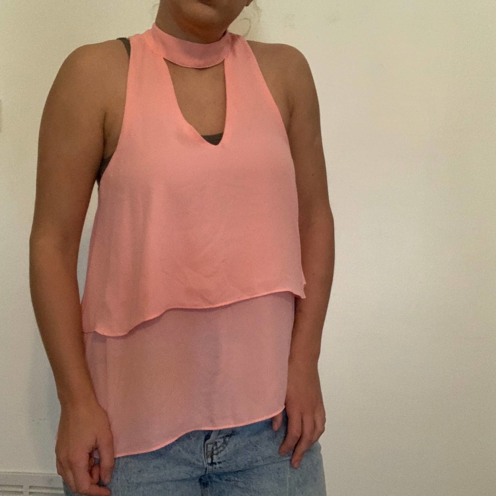 Karlie Light Pink Cutout Layered Choker Tank Top NWT - Picture 5 of 9